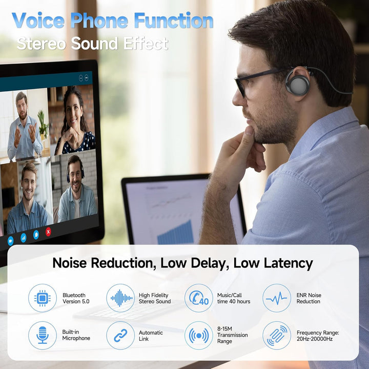 Bluetooth Kopfhörer On Ear Kabellose Kopfhörer Sport mit Sprachanruf/HiFi Stereo Mikrofon,Headset Bl