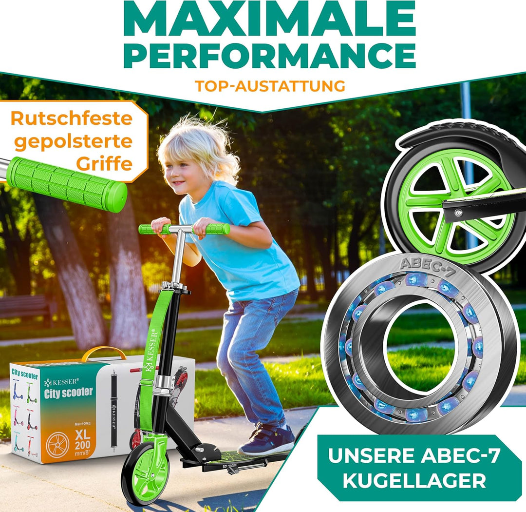 KESSER® Scooter Roller Kinderroller Cityroller Tretroller Kickroller Kickscooter 1. Spider (Green),