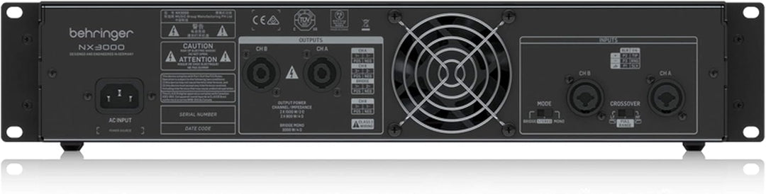 Behringer NX3000 Ultraleichter 3000-Watt-Class-D-Leistungsverstärker mit SmartSense-Lautsprecherimpe