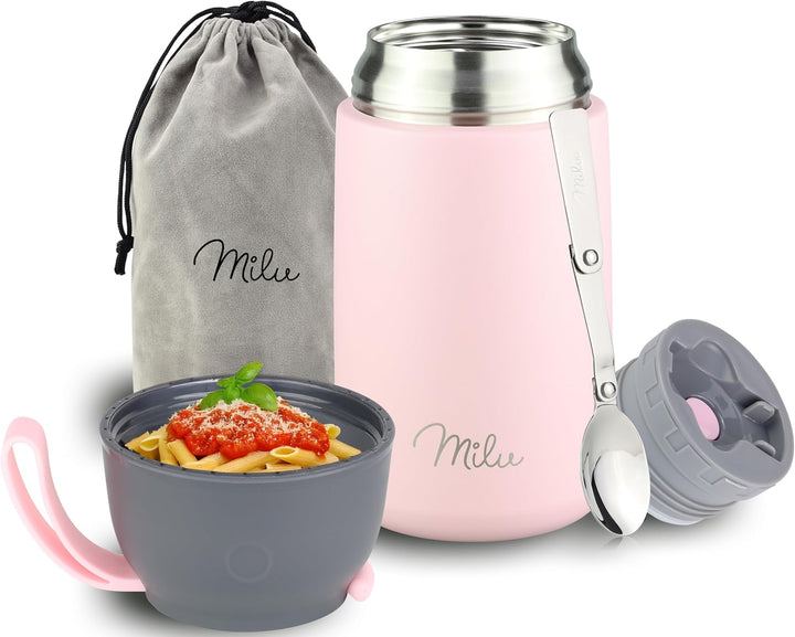 Milu® Thermobehälter 450, 650ml, 800ml | Edelstahl Warmhaltebehälter | Essensbehälter | Speisegefäss
