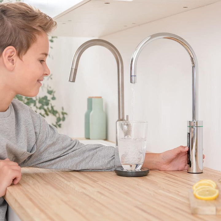 smardy blue 3-Wege-Sodaarmatur für Wasserbar "faya" – One-Touch Armatur mit LED-Beleuchtung, 360° dr