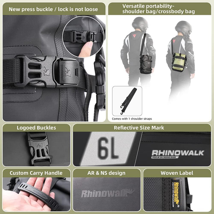 Rhinowalk Multifunktionale Motorradtasche Hecktasche Motorradgepäck 6L Motorrad Rahmentasche Sattelt