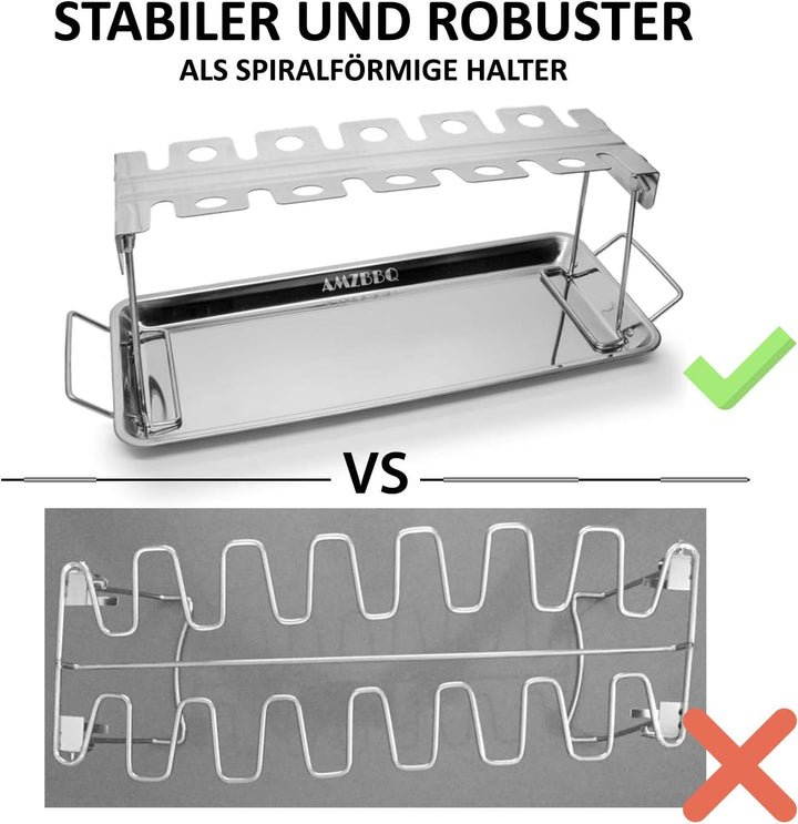 AMZBBQ® Premium Hähnchenschenkel Halter für 12 Keulen - Robuster Hähnchen Ständer aus 100% Edelstahl