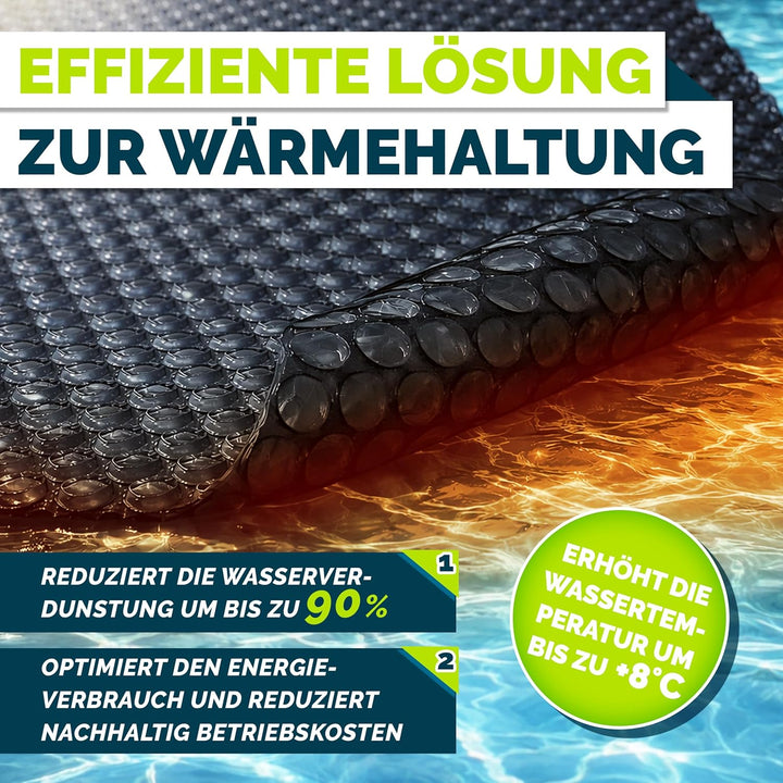 tillvex® Premium Pool Solarabdeckplane 400 µm Rechteckig 800x400 cm | Solarfolie Wärmeplane zuschnei