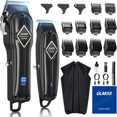 GLAKER Haarschneidemaschine für Herren + Haarschneider Kit, Akku-Friseur Professionelles Haarschneid