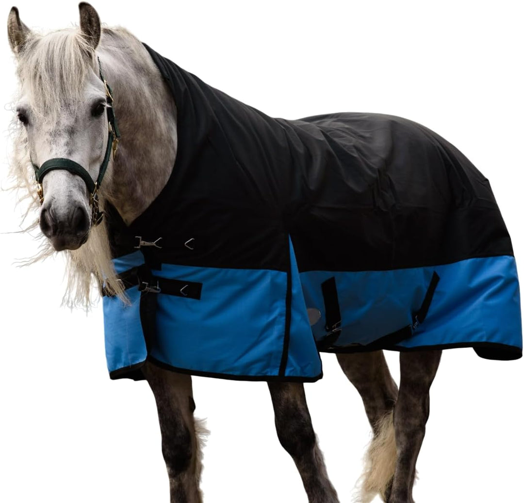 Pferdedecke 1200D High Neck 50g, 100g, 200g Weidedecke Winterdecke Regendecke Turnout : 100g Black/B