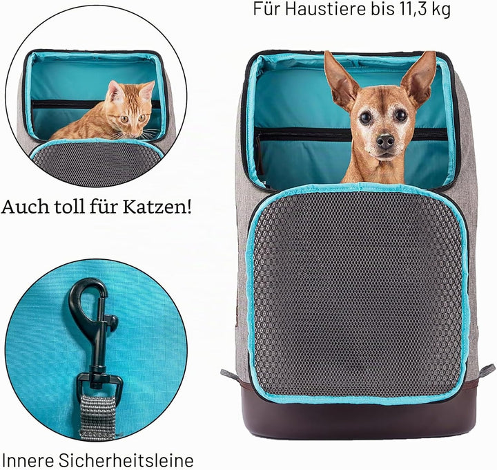 Kurgo Rucksack, Mit speziellem Hundefach, Atmungsaktives Netz und Wasserfester Boden, Für Haustiere