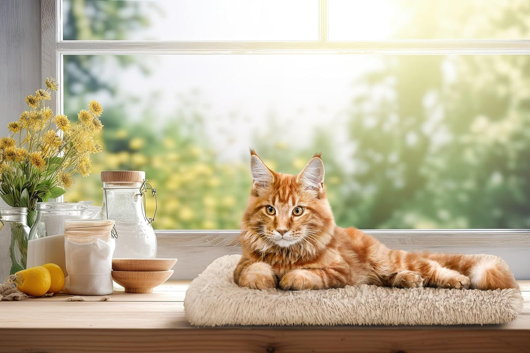 Katzen Fensterliege Fensterbank rutschfest - Katzenbett Fensterbank 60x25 cm - Weich & Kuschelig - F