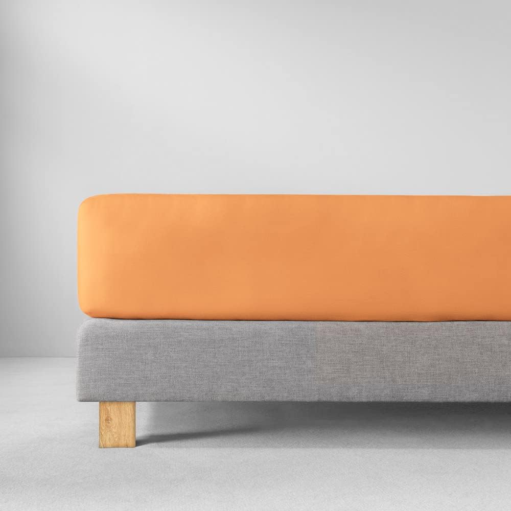 ESTELLA Spannbetttuch Zwirnjersey | Apricot | 100x200 cm | passend für Matratzen 140-160 (Breite) x