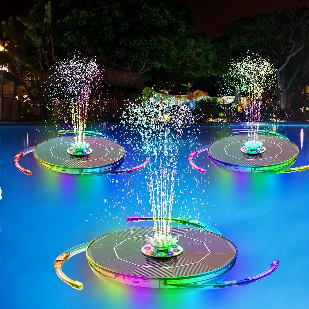 AISITIN 6,5W LED Solar Springbrunnen mit Verstellbare Stützstange, Buntes Solar Teichpumpe Eingebaut