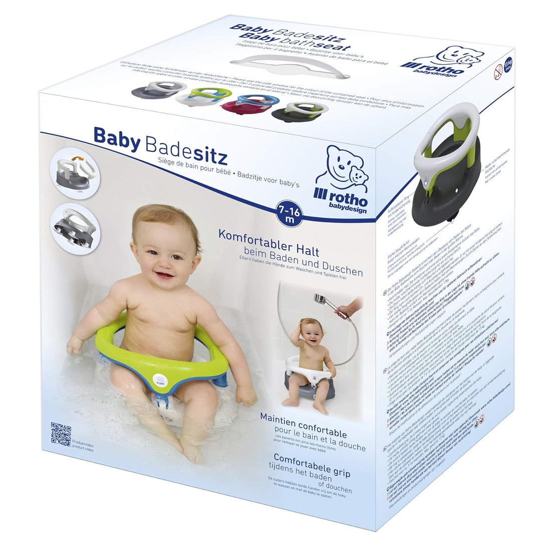 Rotho Babydesign Badesitz, mit Scharnierring und Kindersicherung, 7-16 Monate, bis zu 13 kg, BPA-, 3