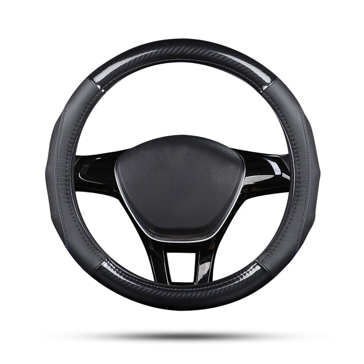 Ergocar Auto Lenkradbezug Rutschfester Auto Sport Lenkradschutz Kohlefaser & Erste Schicht Rindslede