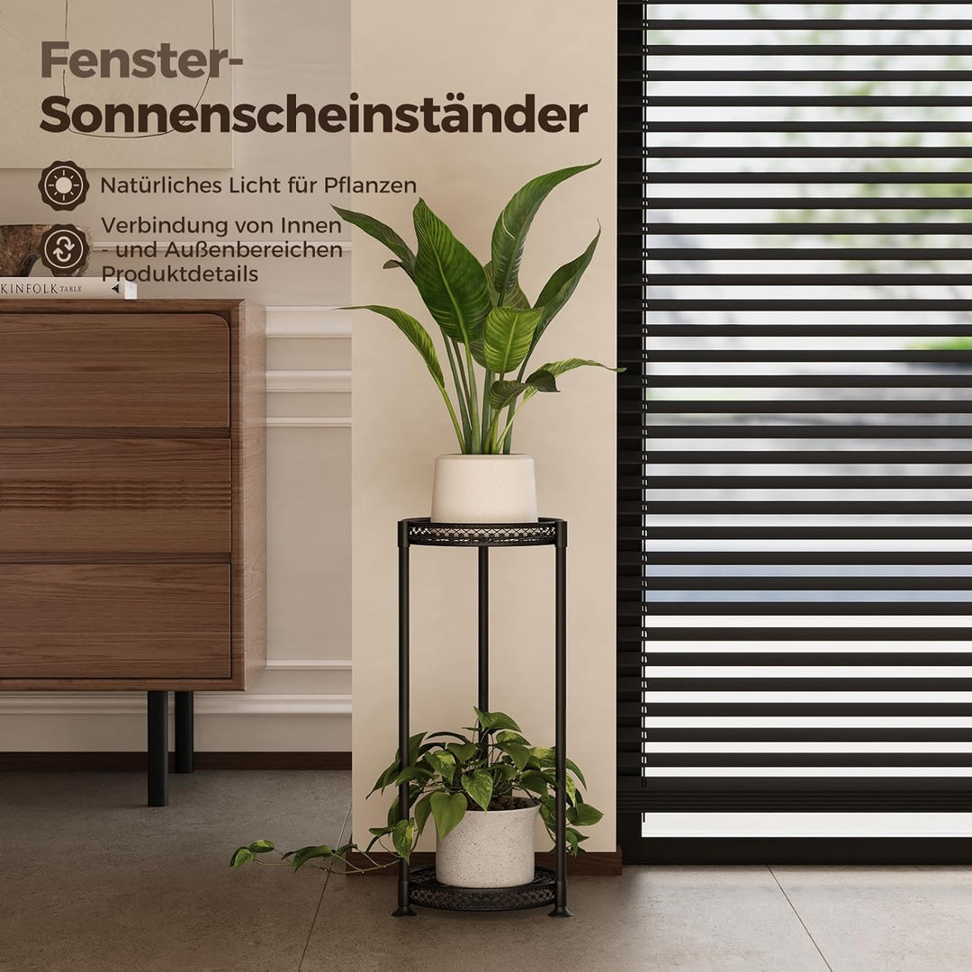 Bamworld Blumenständer Hoch Schwarz – Pflanzenständer aus Metall für Balkon & Wohnzimmer – Elegantes