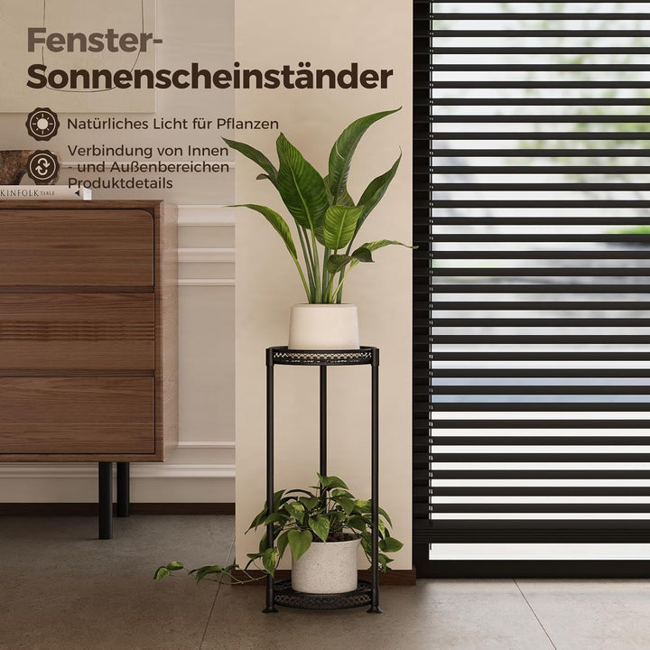Bamworld Blumenständer Hoch Schwarz – Pflanzenständer aus Metall für Balkon & Wohnzimmer – Elegantes