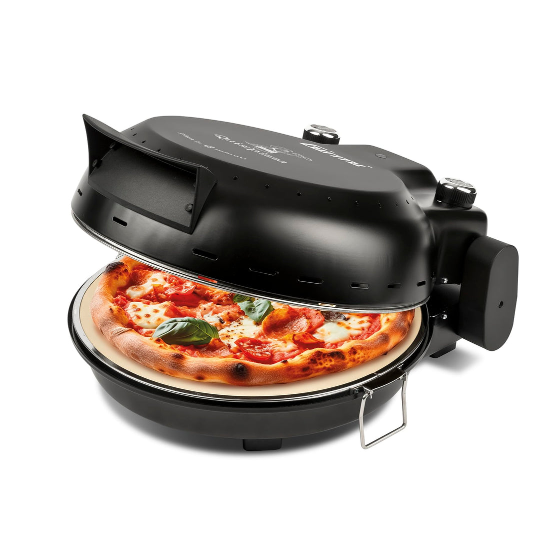 Girmi FP50 Pizzaofen "Quisipizza", 1800 W, 420°C, Kalte Aussenwände, Abnehmbare Schamottsteinplatte