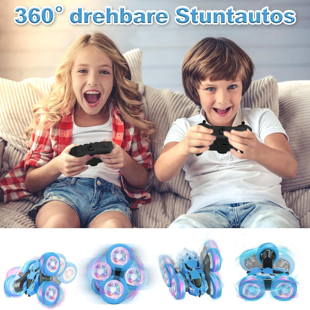 Ferngesteuertes Auto, 90 Min Spielzeit, 2.4Ghz Doppelseitig 360° drehbarer RC Crawler mit Scheinwerf