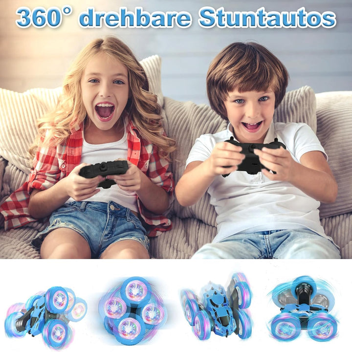 Ferngesteuertes Auto, 90 Min Spielzeit, 2.4Ghz Doppelseitig 360° drehbarer RC Crawler mit Scheinwerf