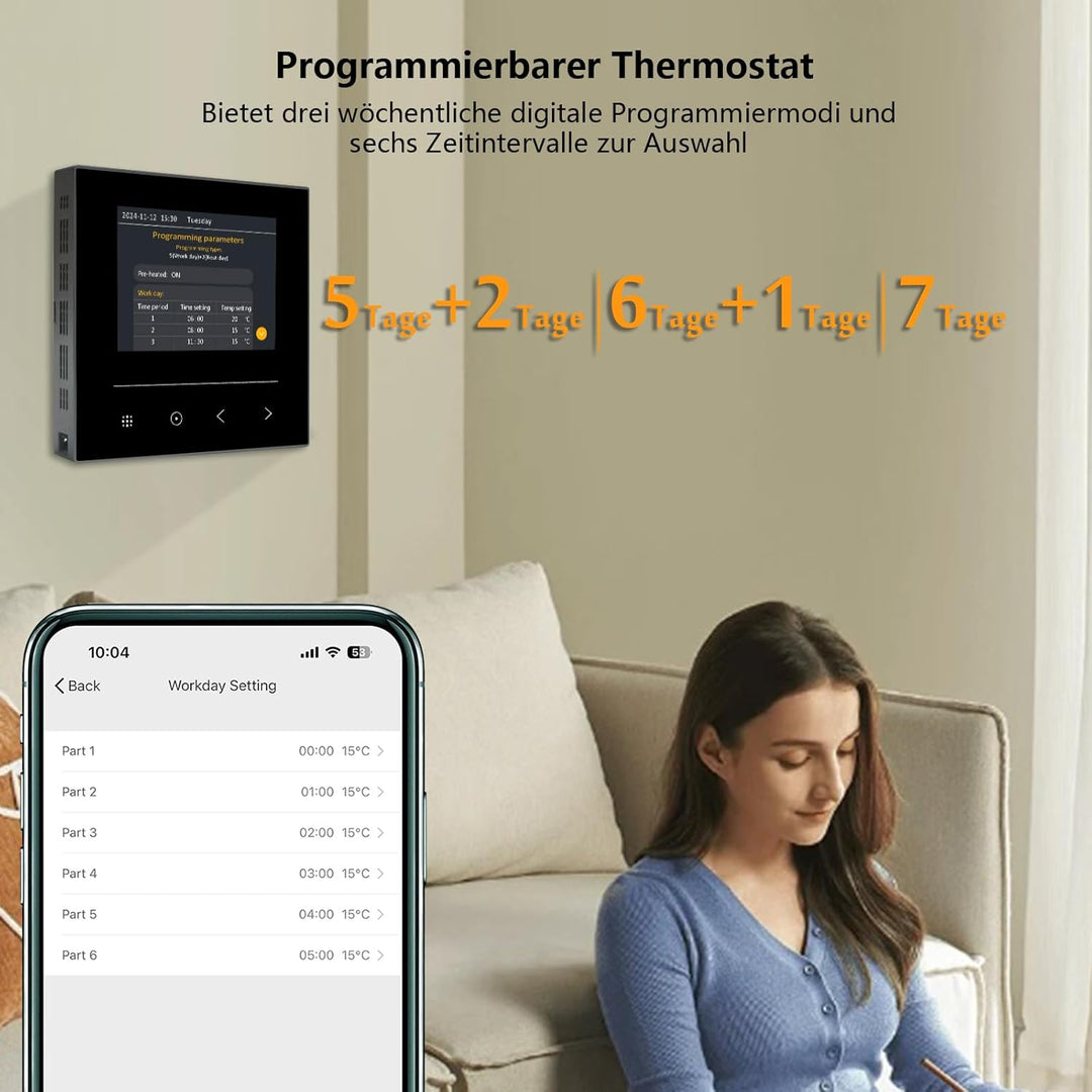 KETOTEK Smart Thermostat für Wasser Fussbodenheizung 3A, Digital Programmierbar Raumthermostat Kompa