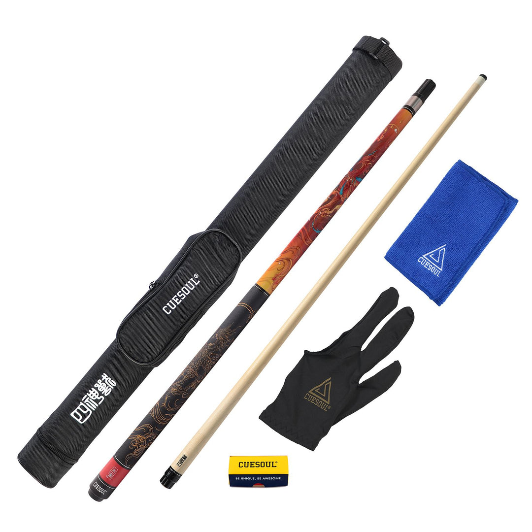 CUESOUL mythologische Symbole 58 Zoll 19oz Pool Cue Stick, 13mm TIPP zhuque, zhuque