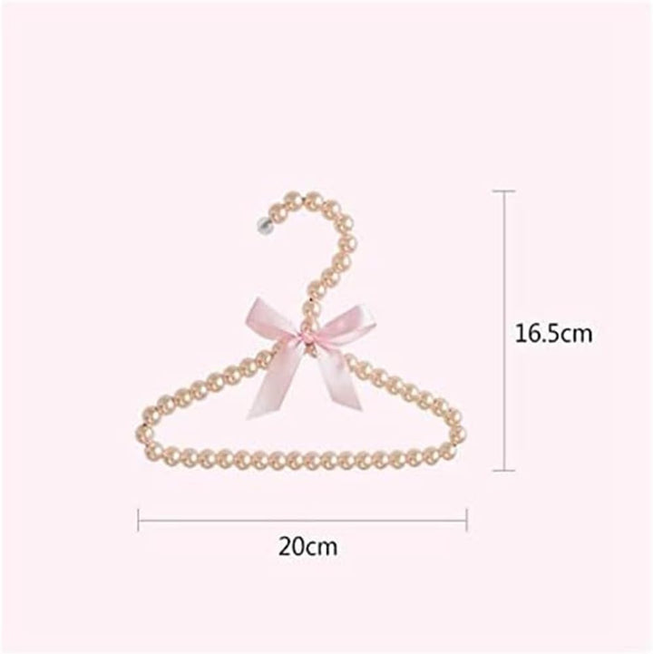 4 Stück Mini Kleiderbügel Perlen Kinderkleiderbügel mit Schleifeband Plastik Pearl Babykleiderbügel
