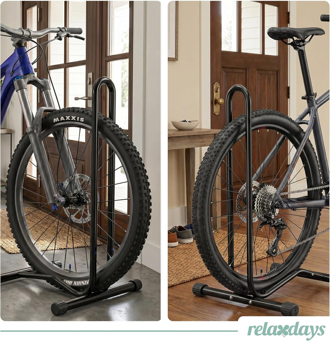 Relaxdays Fahrradständer, 29 Zoll, Reifenbreite bis 6,5 cm, Vorder- &amp; Hinterrad, Boden, 1 Fahrrad, R