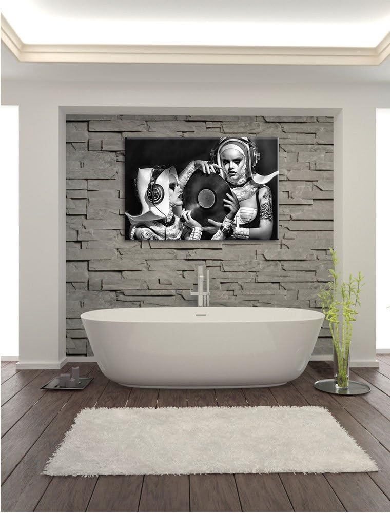Pixxprint Mysteriöse DJ Frauen als Leinwandbild/Grösse: 100x70 / Wandbild/Kunstdruck/fertig bespannt