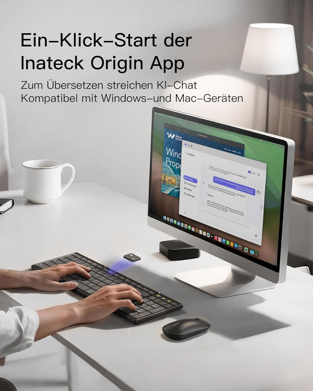 Inateck Faltbare Tastatur Kabellos,Klappbare Tastatur mit Ziffernblock mit 3 Kanälen,AI-Key,mit Stän