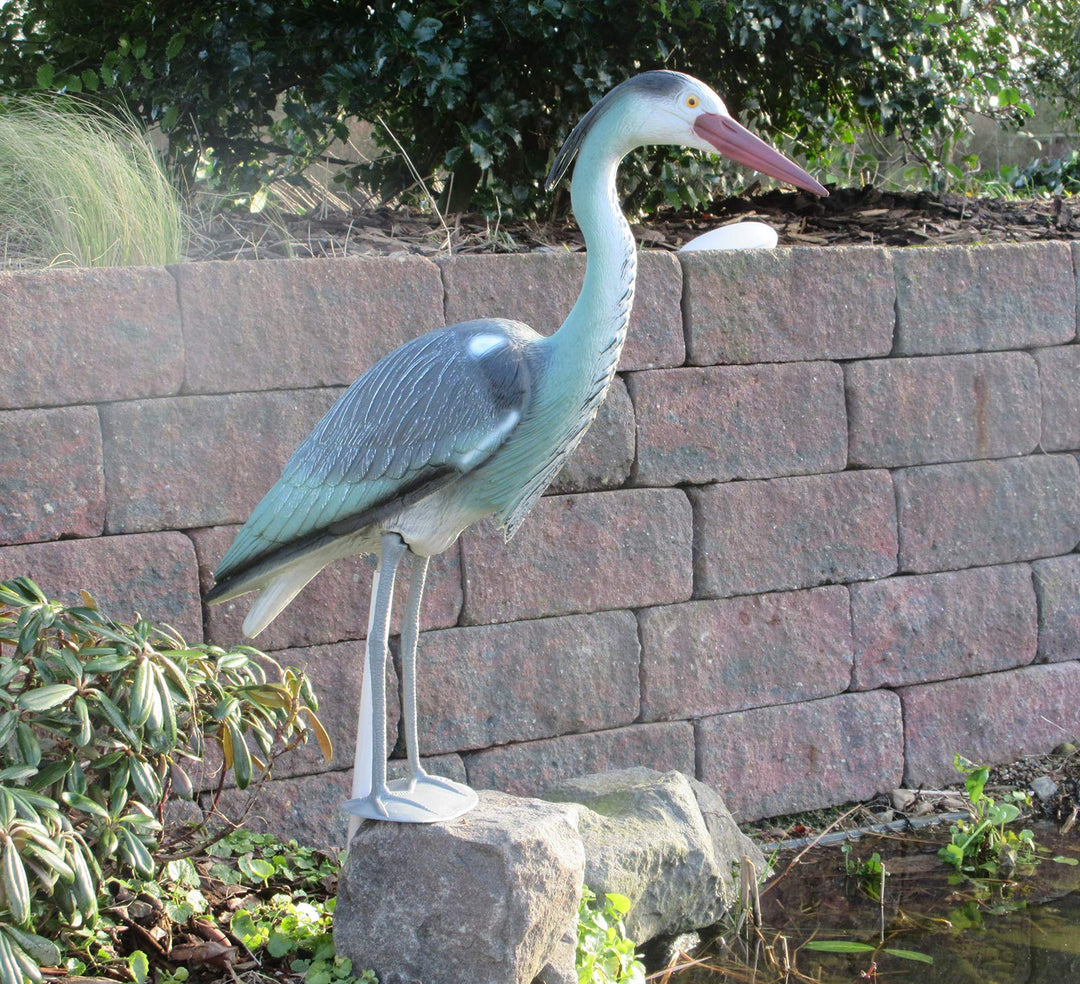 Dekofigur Reiher Schutz gegen Fischreiher Teichfigur 73 cm Gartenschreck Vogelschreck Gartenfigur mi
