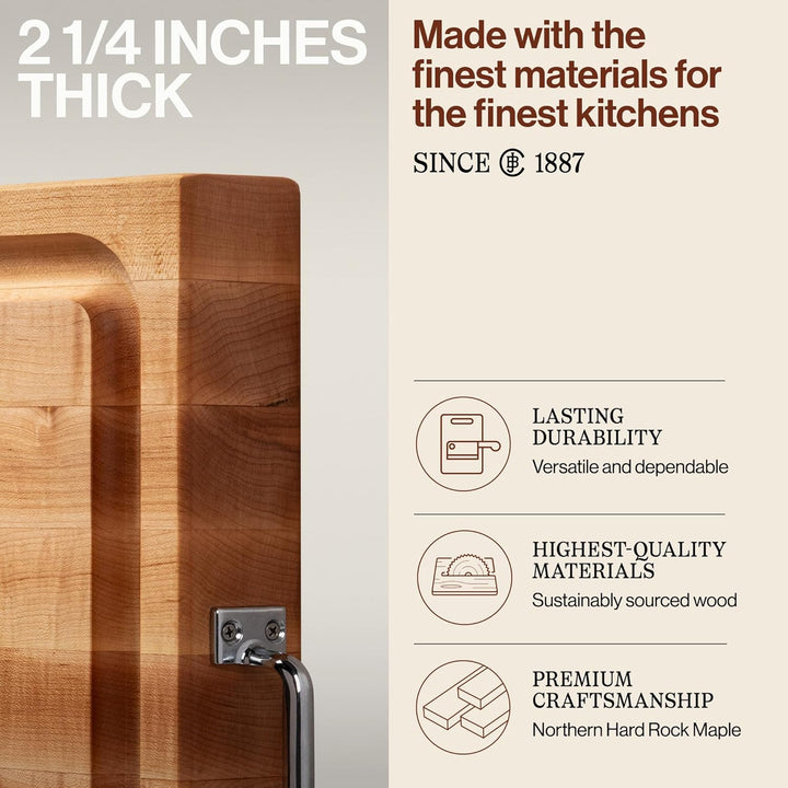 Boos Blocks® BBQBD EXTRA LARGE Pro Chef Ahorn Schneidebrett von John Boos - 61 x 46 x 6 cm - mit Saf