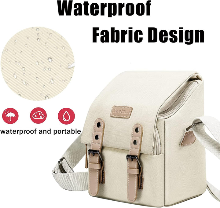 Cwatcun Kameratasche, Compact Case Canvas Lederausstattung kompatibel für Nikon, Canon, Sony Spiegel