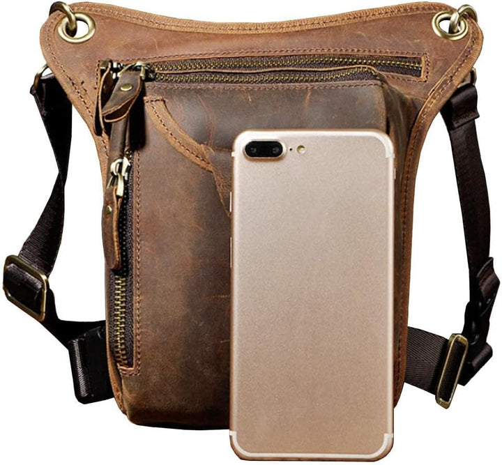Leder Taille Pack Drop Leg Bag für Herren Damen Gürtel Bauchtasche Mehrzweck Motorrad Fahrrad Outdoo