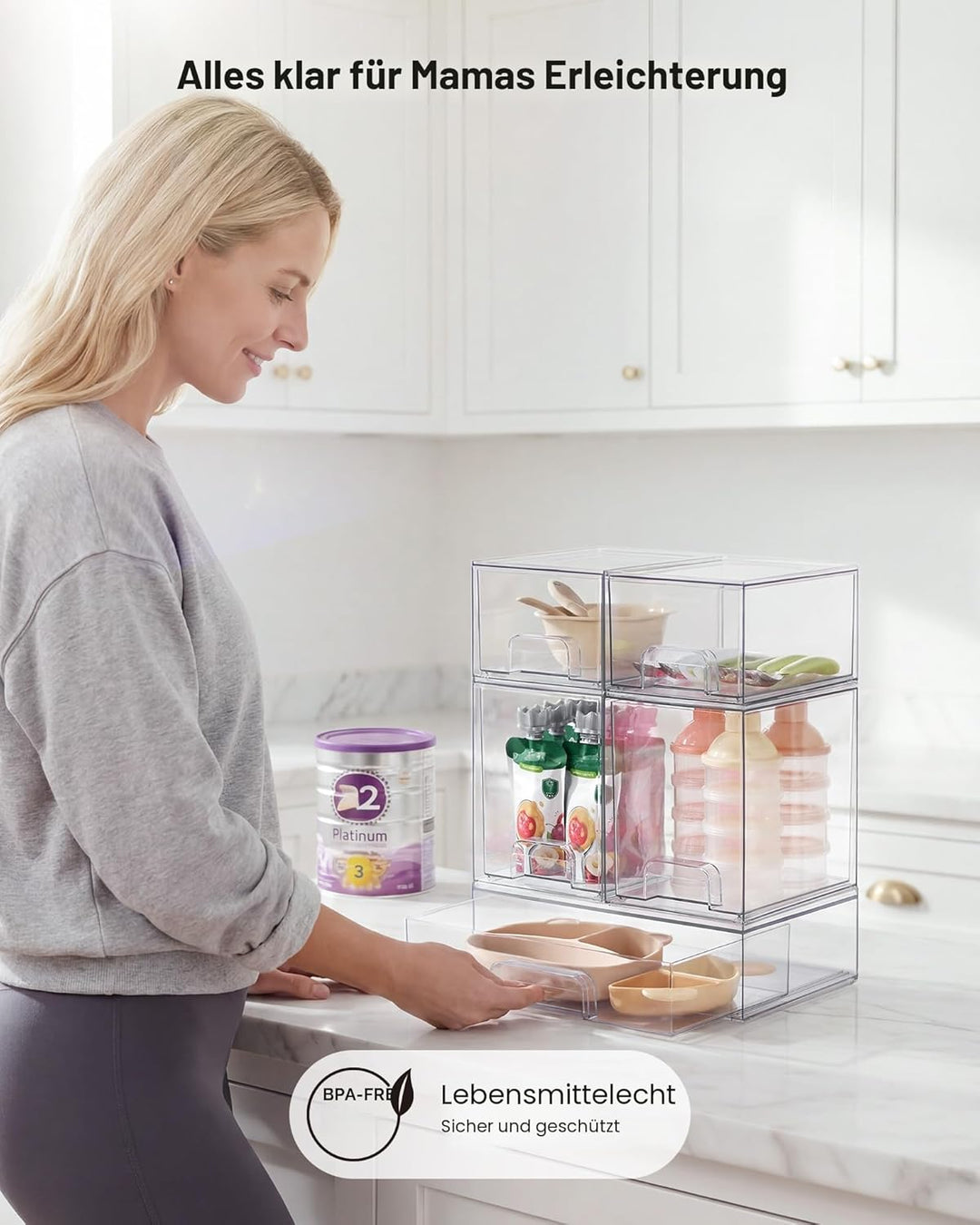 Vtopmart Boxen Aufbewahrung mit 5 Schubladen, Clear Schminktisch Organizer, Anti-Rutsch Organizer Sc