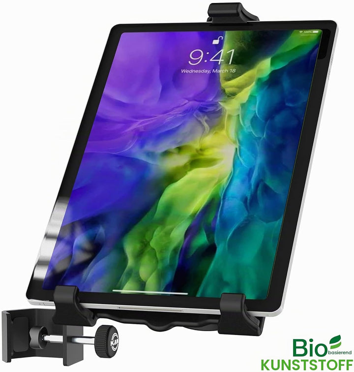 K&amp;M 19765 Tablet-PC-Halter Biobased Kunststoff - Zubehör für Mikrofon-Stative, neigbar - geeignet fü