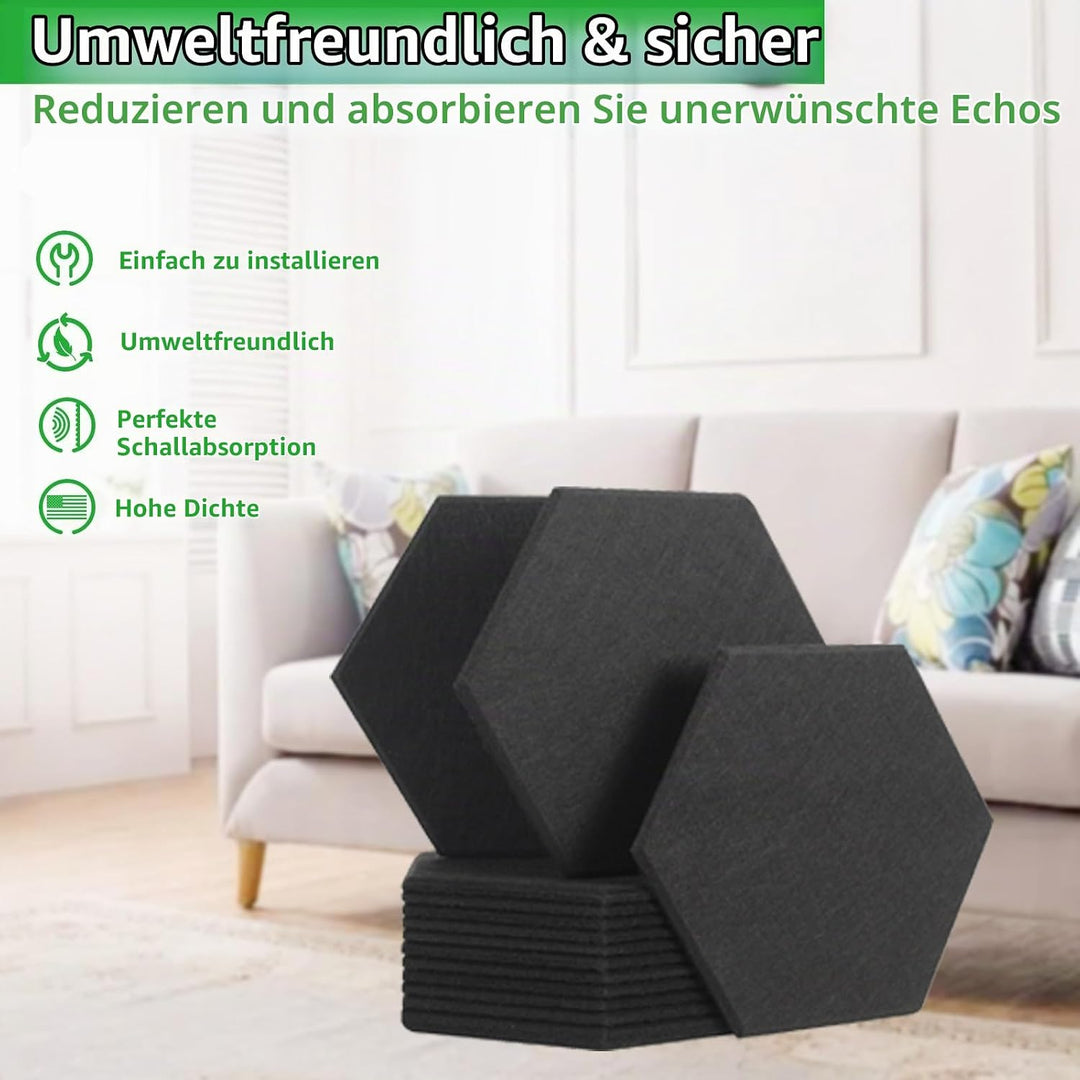 Rdutuok 12 Stück Akustik Panel,30x26x1cm Hexagon Akustik Absorber Schallschutzplatten Akustikpaneele