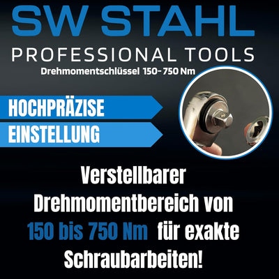 SW-Stahl 03817L Drehmomentschlüssel 3/4 Zoll 150-750 Nm I Antrieb Vierkant 3/4" Drehmomentschlüssel