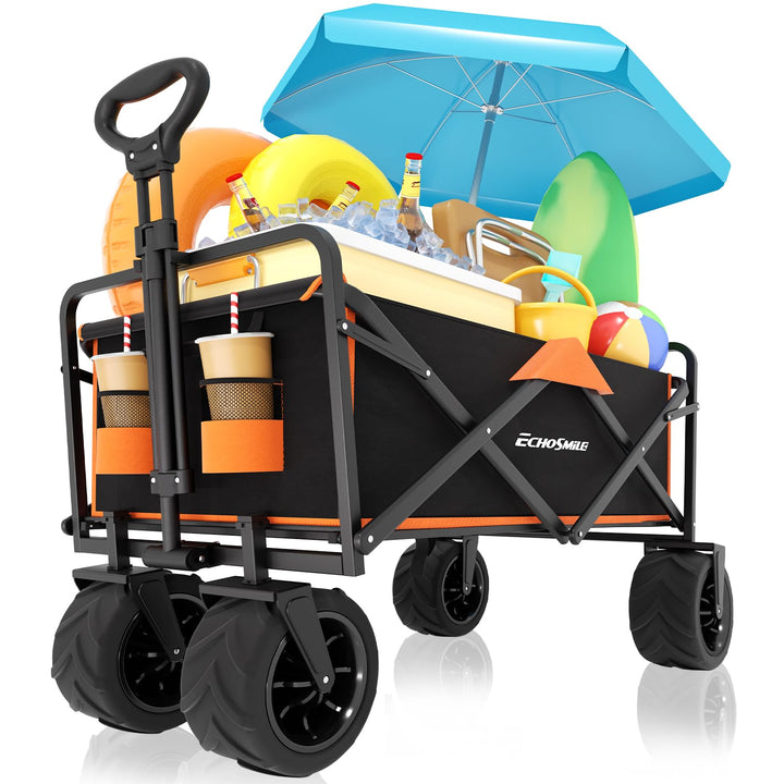 EchoSmile Bollerwagen Faltbar 200L 160KG, Handwagen Transportwagen Klappbar mit Verstellbarem Griff