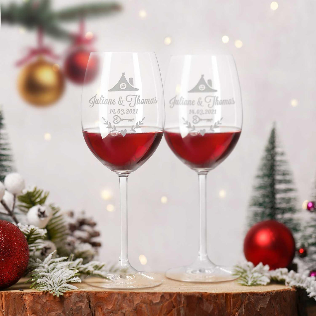 Leonardo Weingläser mit Gravur - First Christmas Design - Personalisiert mit Name Datum & Wunschtext