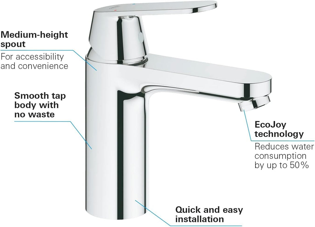 GROHE Cosmopolitan - Einhand-Waschtischarmatur (wassersparend, Einlochmontage, M-Size), chrom, 23327