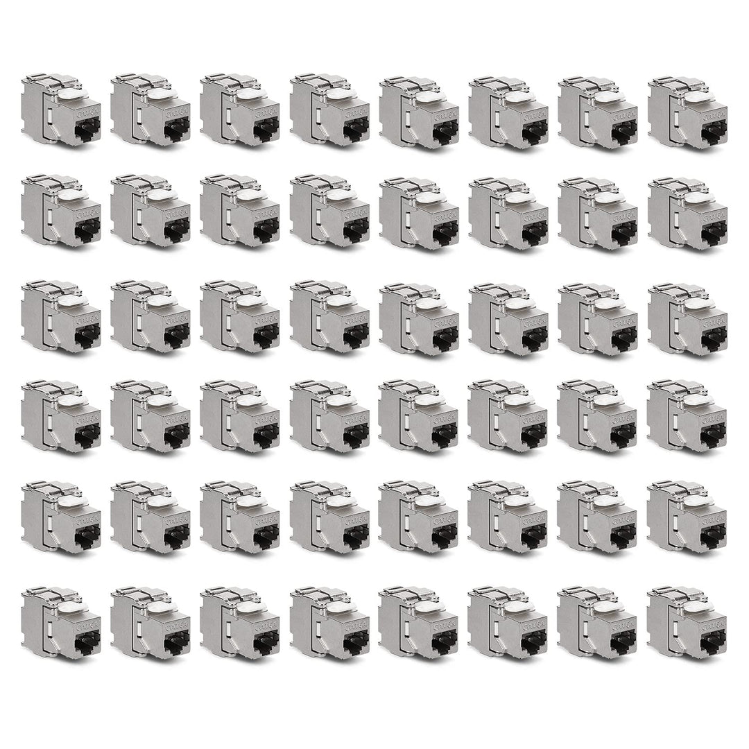kwmobile 48x Keystone Modul für CAT 6A Kabel - 10 Gbit/s geschirmt Metall Gehäuse Schnappverschluss