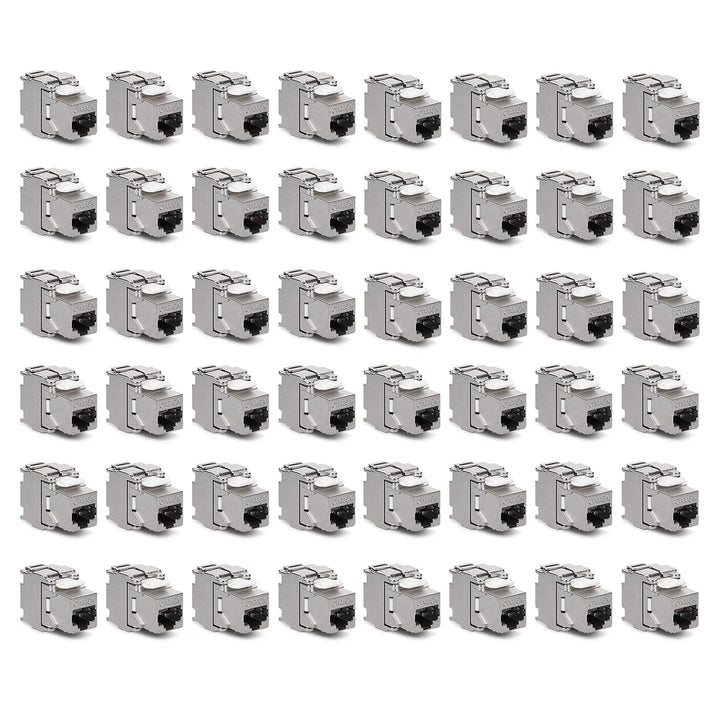 kwmobile 48x Keystone Modul für CAT 6A Kabel - 10 Gbit/s geschirmt Metall Gehäuse Schnappverschluss