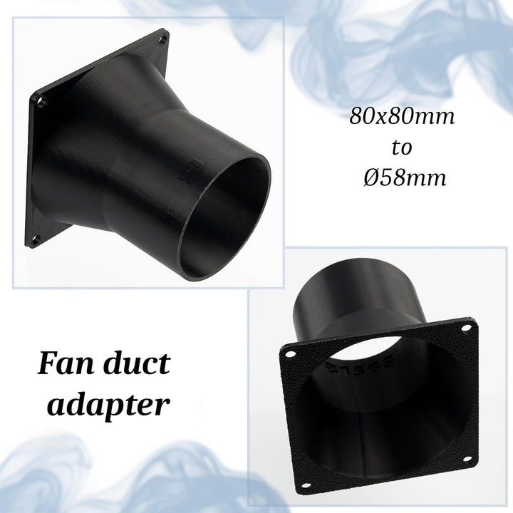 AERZETIX Quadratisch-Rund-Adapter für Luftstrom für Lüftungskanal 80x80 mm Ø58 mm aus ABS-Kunststoff