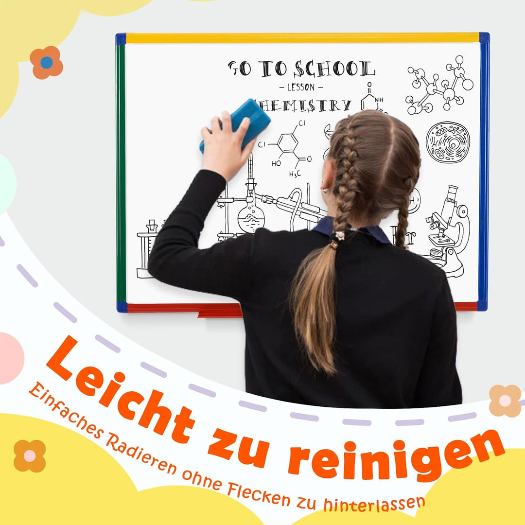 Swansea Whiteboard für Kinder, 60x45cm, Doppelseitig, Kleine Magnettafel Kinder Wand mit Maker für S