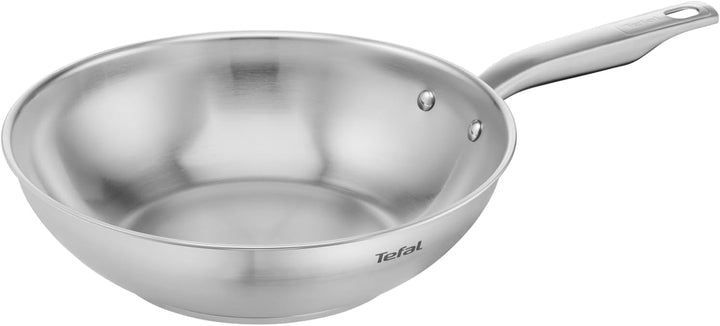 Tefal E49219 Virtuoso Wokpfanne 28 cm | hochwertiger Premium-Edelstahl | unversiegelt | gebürstetes