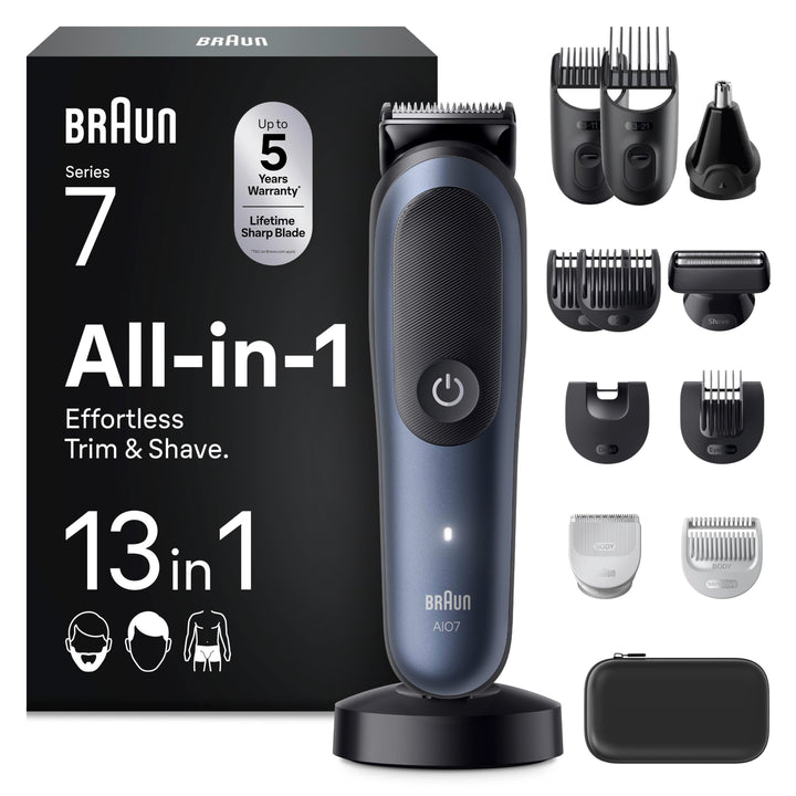 Braun All-in-One Trimmer-Set 7, 13-in-1 Multigroom, Haarschneidemaschine für Gesicht, Kopf und Körpe