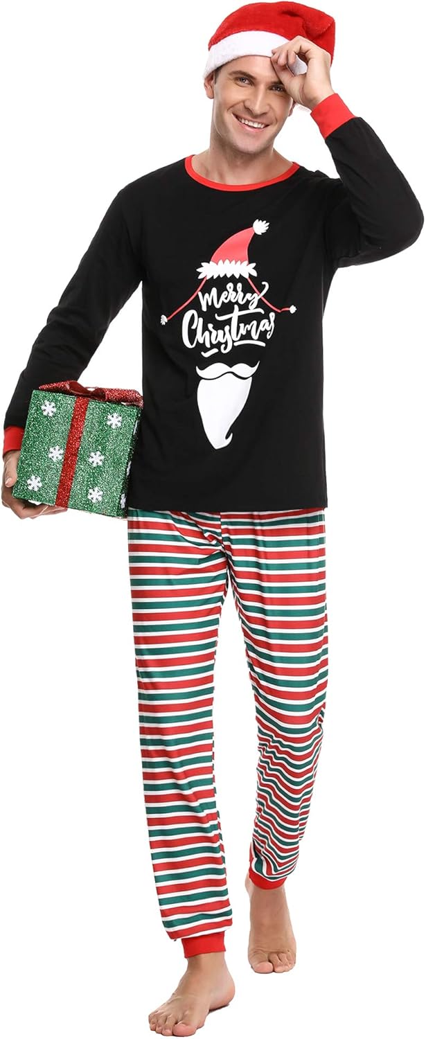 Irevial Damen Irevial Pijamas De Navidad Familia Conjunto, Pijamas Navideños Invierno Manga Larga 2