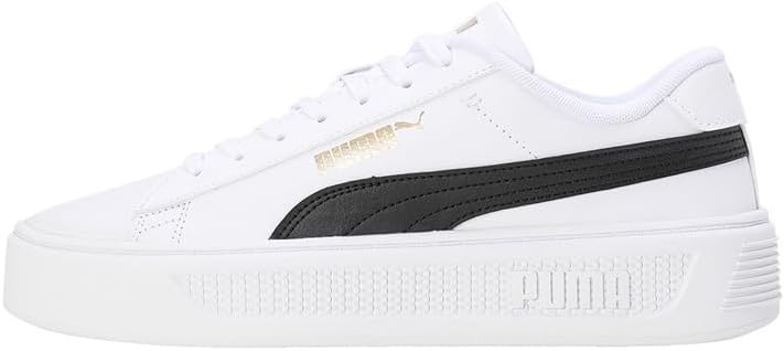 PUMA Damen Smash Platform V3 Sneaker 42 EU Puma White Puma Black Puma Gold, 42 EU Puma White Puma Bl