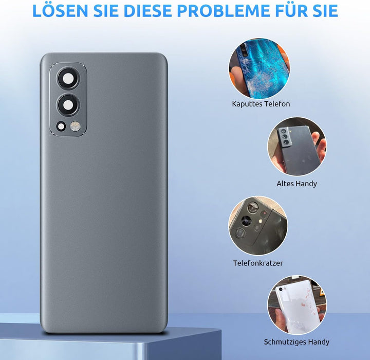 Eonpam Akkudeckel für OnePlus Nord 2 5G Rückseite Glas Backcover Ersatz Reparatur Set mit Kameraobje