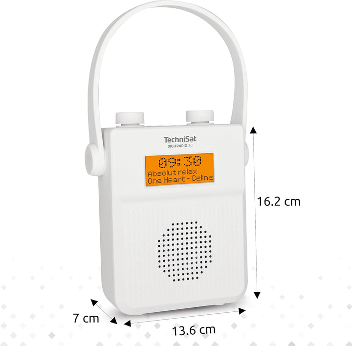 TechniSat DIGITRADIO 30 - wasserdichtes DAB+ Duschradio (UKW, DAB Digitalradio, integrierter Akku, B