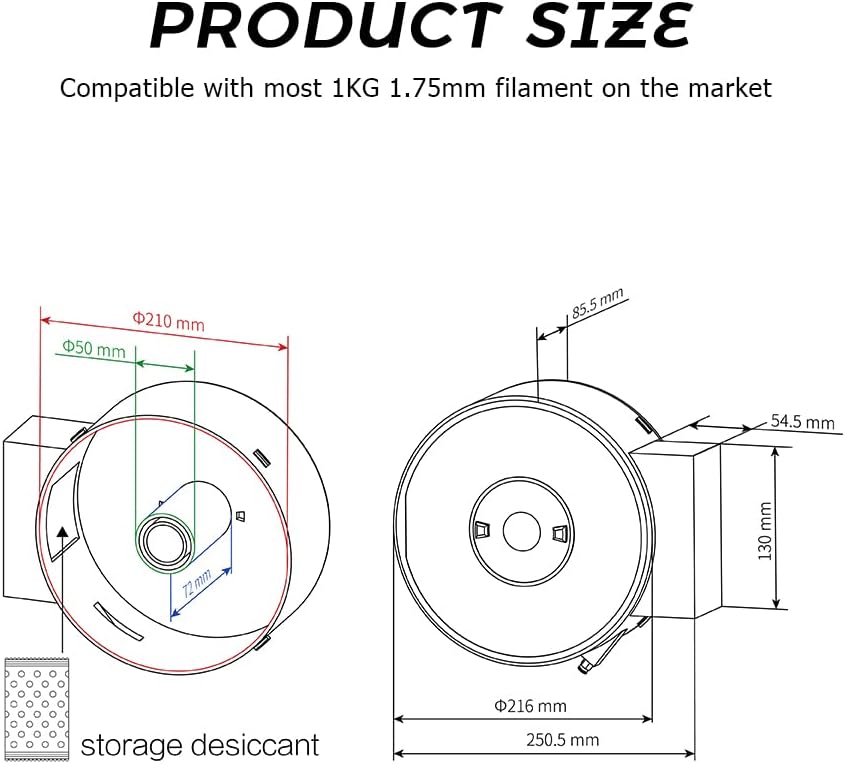 QIDI TECH Filament Trockner, 3D Drucker Filament Trockenbox, Dryer Box, Filament Halter kompatibel m