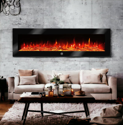 Elektrokamin Wandkamin Ben 250cm mit LED Flammensimulation - Farbwechsel - inkl. Fernbedienung, Time